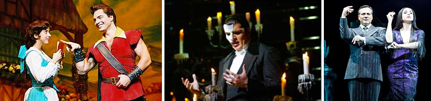A Bela e a Fera, O Fantasma da Ópera e A Família Addams