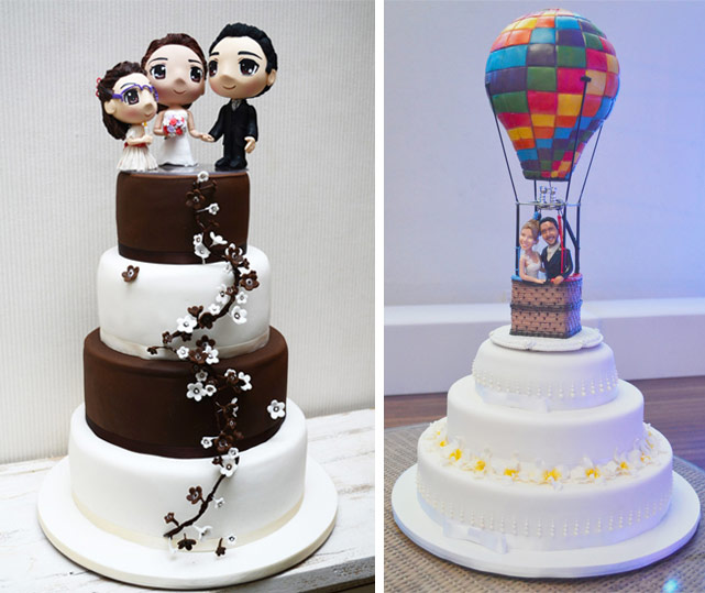 Bolo decorado com os noivos