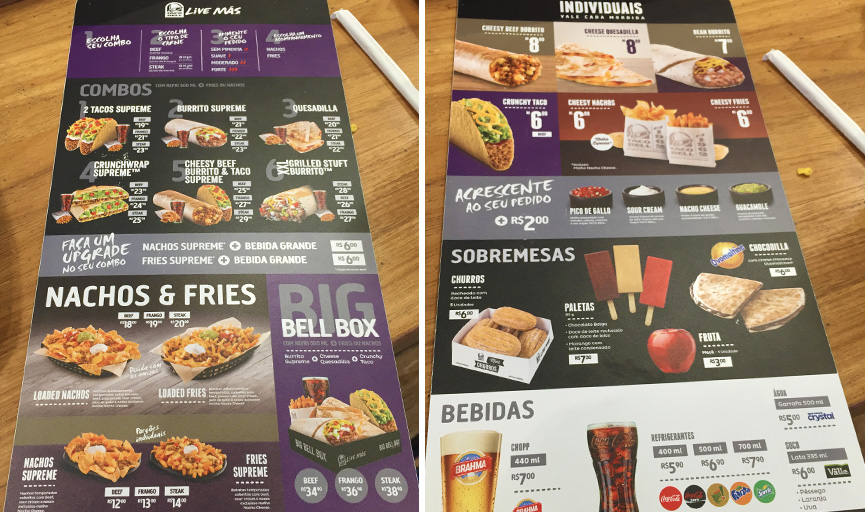 Cardápio do Taco Bell